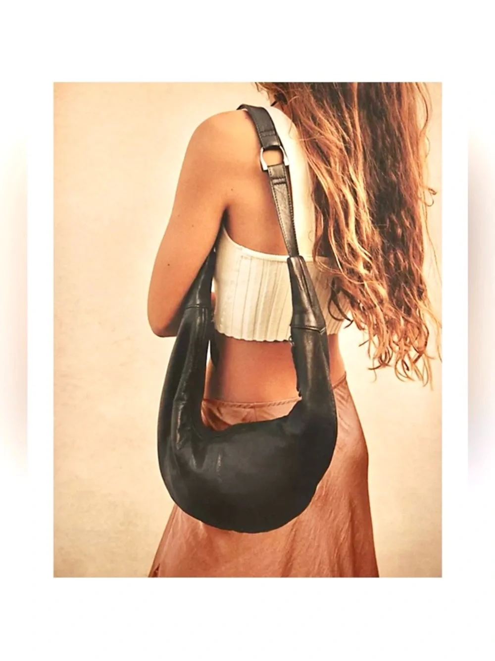 Free People Idle Hands Sling bag,Leather Crossbody Espresso Brown Adjustable New - Picture 10 of 15